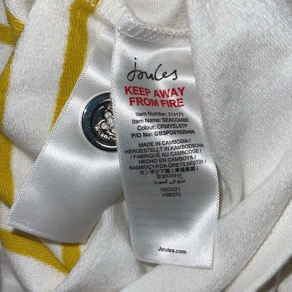 Joules Womens Striped Seacombe Button Shoulder Breton Top White Yellow Sz 20 NWT - Picture 9 of 12
